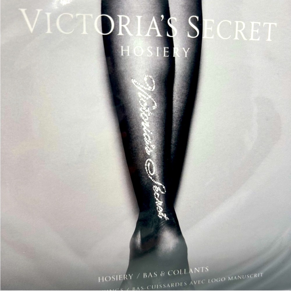 Victoria's Secret Script Crystal Logo Thigh Highs NWT HTF